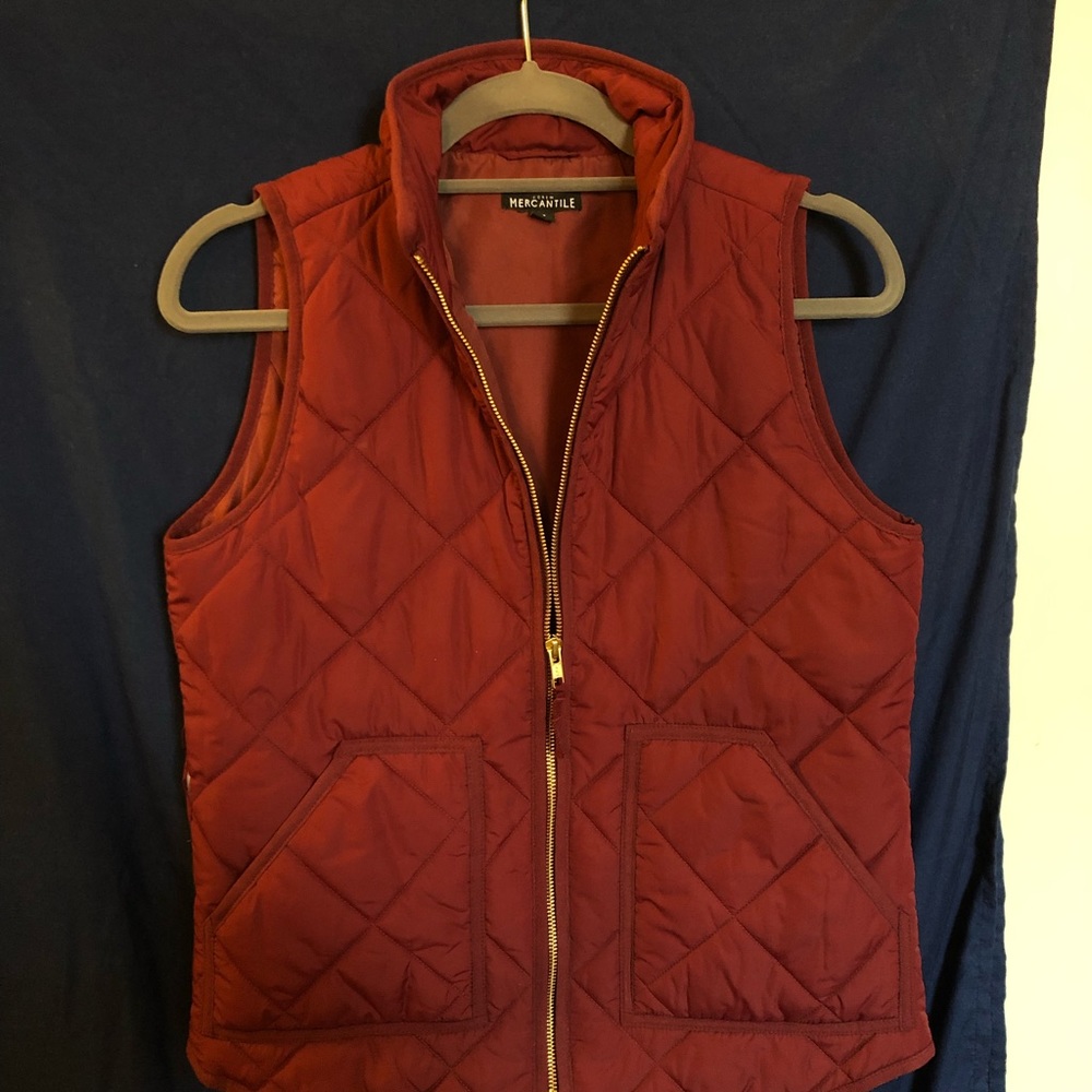 J.Crew Quilted Puffer Vest, Burgundy